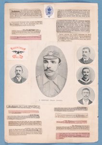 Pagina uit een plakboek samengesteld door Nat Whittaker tijdens het seizoen 1895-96 door English School