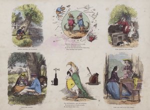 Pagina uit het Aantrekkelijke Prentenboek (gekleurde gravure)