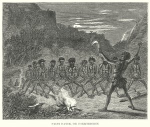Palti-dans of Corrobboree (gravure) door English School