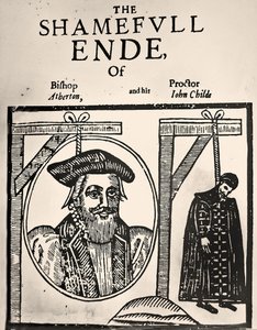 Pamflet waarin de executie van John Atherton en zijn geliefde John Childe voor sodomie wordt aangekondigd door English School