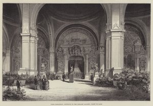 Parijs tentoonstelling, ingang van de kunstgalerij, Champ de Mars (gravure) door English School
