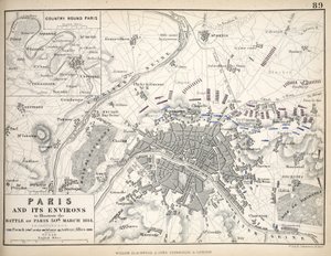 Parijs en zijn omgeving, ter illustratie van de Slag om Parijs, 30 maart 1814 door English School