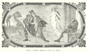 Paris draagt Helena weg naar Troje (gravure) door English School