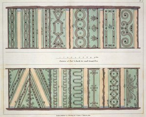 Parterres van gras en aarde voor kleine grondpercelen, plaat 1 uit Hints on the Formation of Gardens and Pleasure Grounds door John Claudius Loudon (1783-1843) gepubliceerd in 1812 door English School