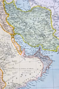 Gedeeltelijke kaart van het Midden-Oosten met de Rode Zee, Perzische Golf en Hoorn van Afrika in de jaren 1890, uit 