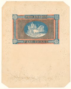 Toegangsbewijs voor de processie voor de kroning van Koning George IV, 17 juli 1821 door English School