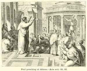 Paulus predikt in Athene, Handelingen, xvii, 22, 23