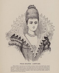 Peervormig kapsel (gravure) door English School