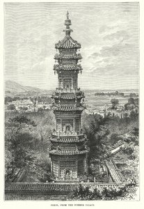 Pekin, vanaf het Zomerpaleis (gravure) door English School