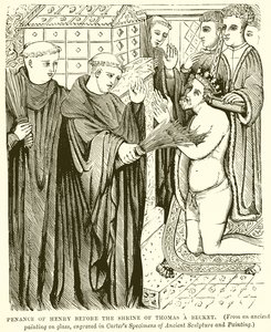 Boetedoening van Hendrik voor het heiligdom van Thomas a Becket door English School
