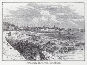 Penzance, vanaf de Esplanade (gravure) door English School