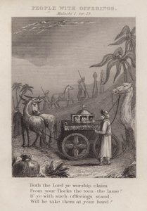 Mensen met offers, Maleachi I, vers 13 (gravure) door English School