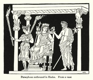 Persephone op de Troon in Hades door English School
