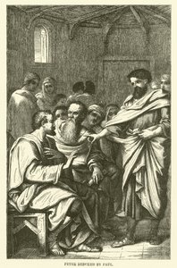 Petrus berispt door Paulus (gravure) door English School