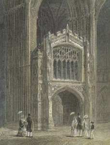 Peterborough Cathedral, uitzicht op de portiek, westkant door English School