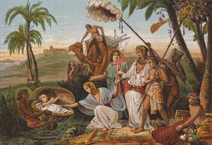De dochter van de farao vindt Mozes in het riet