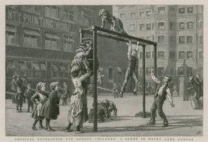 Fysieke recreatie voor Londense kinderen: Een scène in Drury Lane Garden door English School