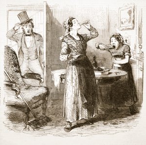 Pittoreske schetsen van Londen: Het logeerhuis, uit The Illustrated London News door English School