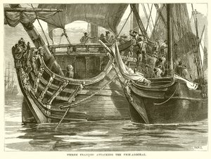 Pierre Francois valt de vice-admiraal aan