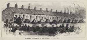 Mijnwerkerswoningen in het noorden (gravure) door English School