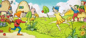 Kabouters die een soort tennis spelen door English School