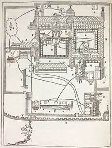 Plan van het Benedictijnenklooster in Canterbury door English School