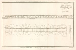 Plan en elevatie van London Bridge zoals op 2 juli 1799