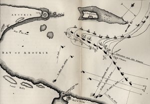 Plan voor de Slag bij de Nijl, uit Het Leven van Nelson door Robert Southey (1774-1843) voor het eerst gepubliceerd in 1813 door English School