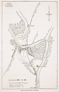 Plan van de Slag bij Meanee, illustratie uit Cassells Geïllustreerde Geschiedenis van Engeland