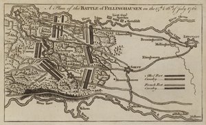 Plan van de Slag bij Villinghausen, Duitsland, Zevenjarige Oorlog, 15-16 juli 1761 door English School