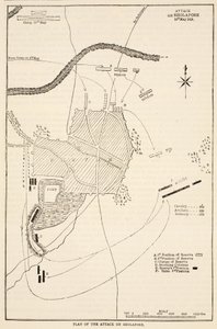Plan van de aanval op Sholapore, illustratie uit Cassells Geïllustreerde Geschiedenis van India door James Grant, uitgegeven 1879