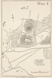 Plan van de verdediging van Seetabuldee Hill, illustratie uit Cassells Geïllustreerde Geschiedenis van India door James Grant, uitgegeven 1879 door English School