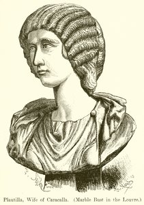 Plautilla, vrouw van Caracalla. (Marmeren buste in het Louvre) (gravure)