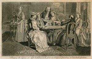 Het spel van Quadrille naar het originele schilderij in Vauxhall Gardens, Londen door English School