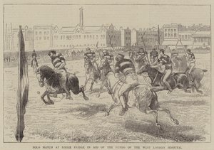 Polo Wedstrijd bij Lillie Bridge ten Bate van de Fondsen van het West London Hospital (gravure) door English School