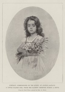 Portret, in opdracht van de koningin, van Angele Gastaud, een klein Nicois meisje, dat Hare Majesteit tijdens een rit observeerde door English School