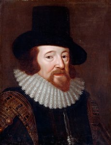 Portret van Francis Bacon, staatsman en filosoof door English School