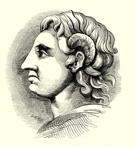 Portret van Alexander de Grote, genomen van een munt in de Bodleian Library, Oxford door English School