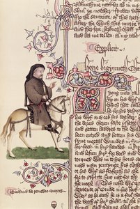 Portret van Geoffrey Chaucer, facsimile uit The Canterbury Tales, door Geoffrey Chaucer door English School