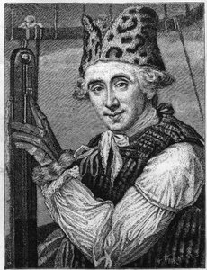 Portret van John Jeffries (1745-1819), Amerikaanse natuurkundige. Hij werd afgebeeld in het luchtvaartpak dat hij droeg in 1785 toen hij het Kanaal overstak in een heteluchtballon. (Van een Engelse gravure, gepubliceerd in 1786). (Tissandier Collectie). Gr