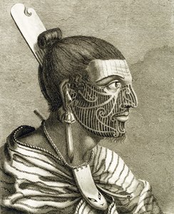 Portret van Maori Man met Ta Moko Tattoos