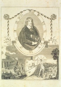 Portret van Nicholas Culpeper (1616-54), frontispice Culpepers English Physician and Complete Herbal, gepubliceerd 1790 door English School