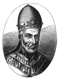Portret van paus Honorius III, illustratie uit 