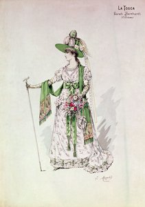 Portret van Sarah Bernhardt (1844-1923) in een productie van 