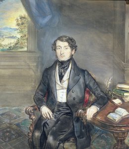 Portret van een Heer in een Interieur, ca.1830 door English School
