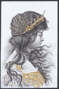 Portret van een meisje door English School
