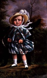 Portret van een kind met een zwarte hond, c.1830 door English School