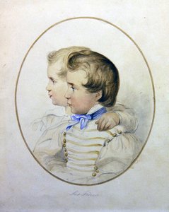 Portret van twee broers in militaire kostuums, c.1840 door English School