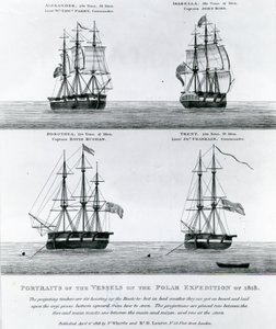 Portretten van de schepen van de Pool Expeditie van 1818 (gravure)