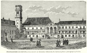 Portugees leren. - Universiteit van Coimbre (gravure) door English School